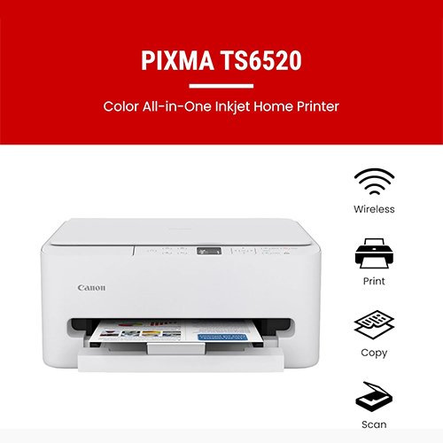 Canon PIXMA TS6520 Wireless Color Inkjet Printer Duplex Printing, White – Home Printer with Copier/Scanner, 1.42” OLED Display, Intuitive Control Panel, Compact Design - Image 2