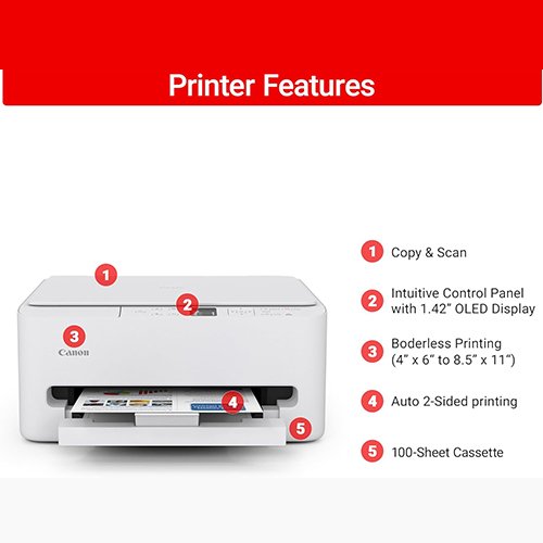 Canon PIXMA TS6520 Wireless Color Inkjet Printer Duplex Printing, White – Home Printer with Copier/Scanner, 1.42” OLED Display, Intuitive Control Panel, Compact Design - Image 3