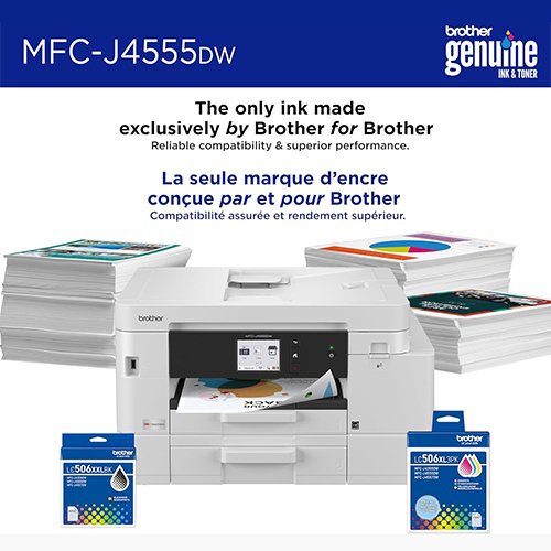 Brother INKvestment 4555 Wireless Color Inkjet All-in-One Printer with 2.7” Color Touchscreen and 2 Paper Trays | Includes Refresh Subscription Trial(1) (MFC-J4555DW) - Image 4