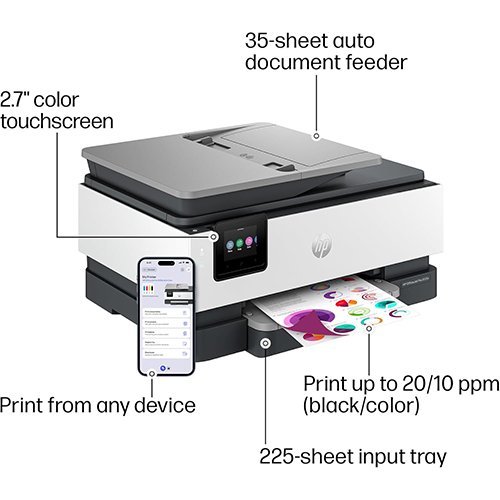 HP OfficeJet Pro 8125e Wireless All-in-One Color Inkjet Printer, Print, scan, Copy, ADF, Duplex Printing Best-for-Home Office, 3 Month Instant Ink Trial Included, AI-Enabled (405T6A) - Image 4