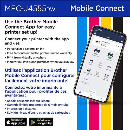 Brother INKvestment 4555 Wireless Color Inkjet All-in-One Printer with 2.7” Color Touchscreen and 2 Paper Trays | Includes Refresh Subscription Trial(1) (MFC-J4555DW) - Image 6